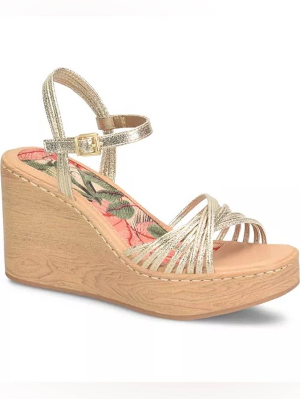 B.O.C. Catalina Champagne Metallic Strappy Wedge Sandals Women’s Size 10M
